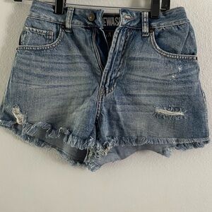 Rewash Blue Distressed Jean Shorts High-Waisted
